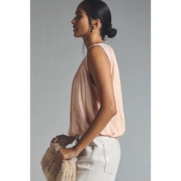 By Anthropologie Light Pink Shimmer Bubble Top Sz Small  Party Classy - Picture 11 of 11